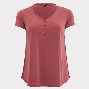 TORRID DUSTY ROSE STUDIO KNIT BUTTON TOP